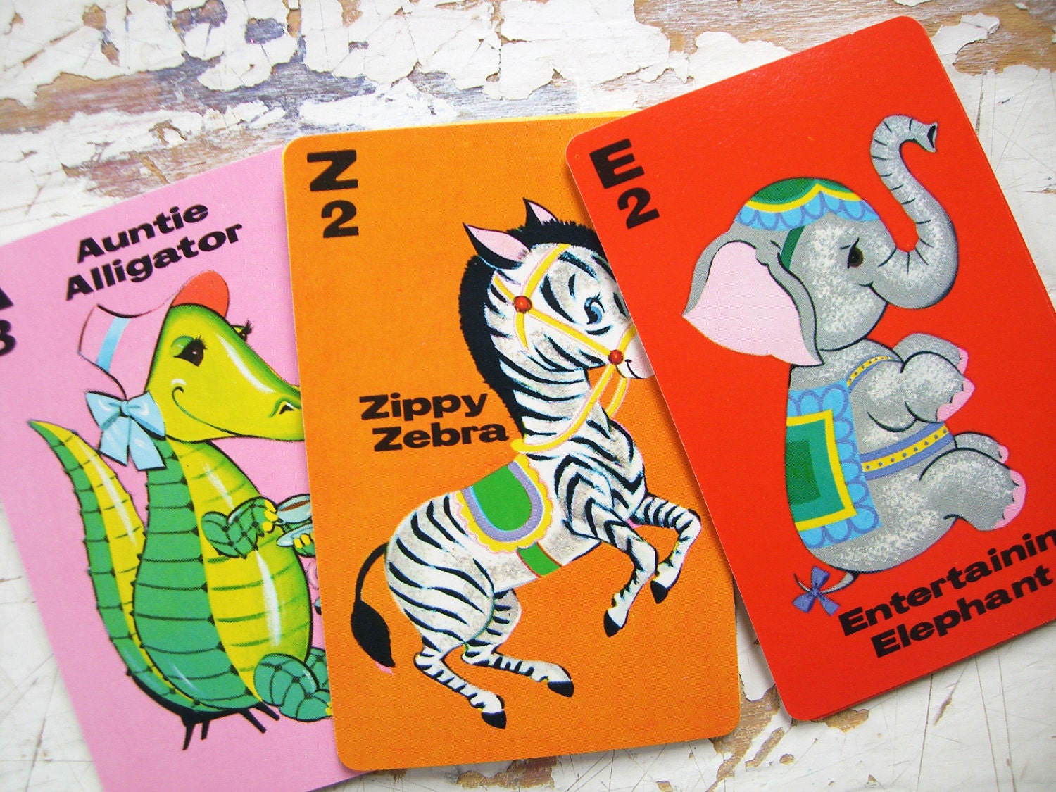 Vintage Animal Rummy Playing Cards, set of 11- From the 1970's