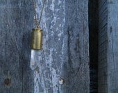Upcycled brass bullet casing & natural crystal necklace