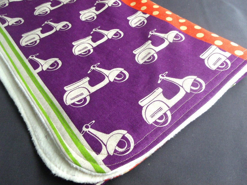 Organic Sherpa Baby Blanket, Echino Scooters