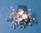 Wedding Hair Accessory, Hair Comb, Pearl Comb, Bridal Comb, Freshwater Pearls, Keishi Pearls, Floral Comb: Nancy Comb