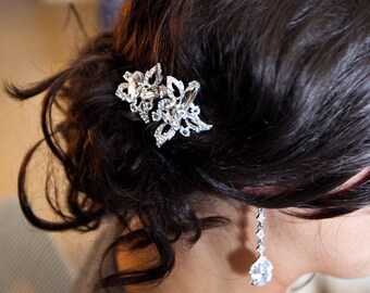 Wedding Hair Accessory, Rhinestone Hairpin, CZ Hair Pin, Wedding Hair Pin, Cubic Zirconia: Vanessa