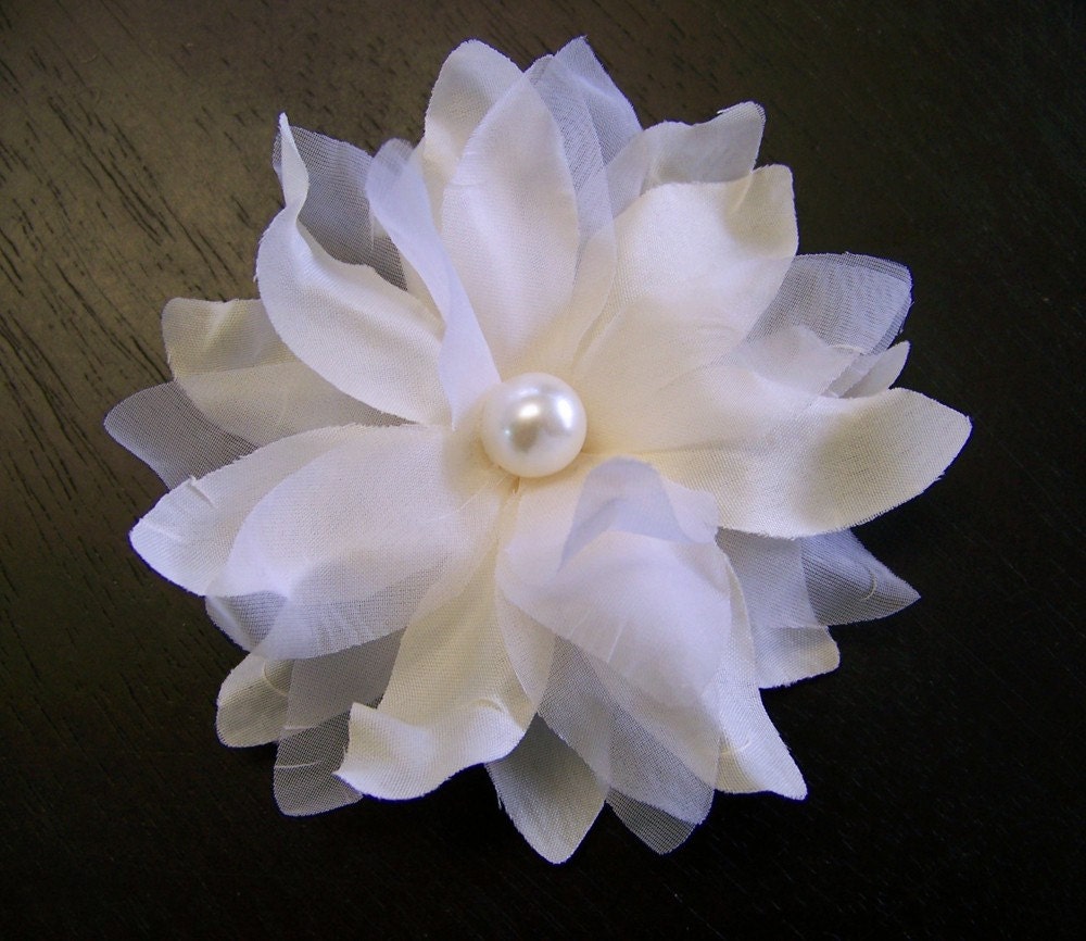 Weddings, Accessories, Bridal Hair Flower, Bridesmaid Hair Flower, Fabric Flower, Pearl Crystal Rhinestone