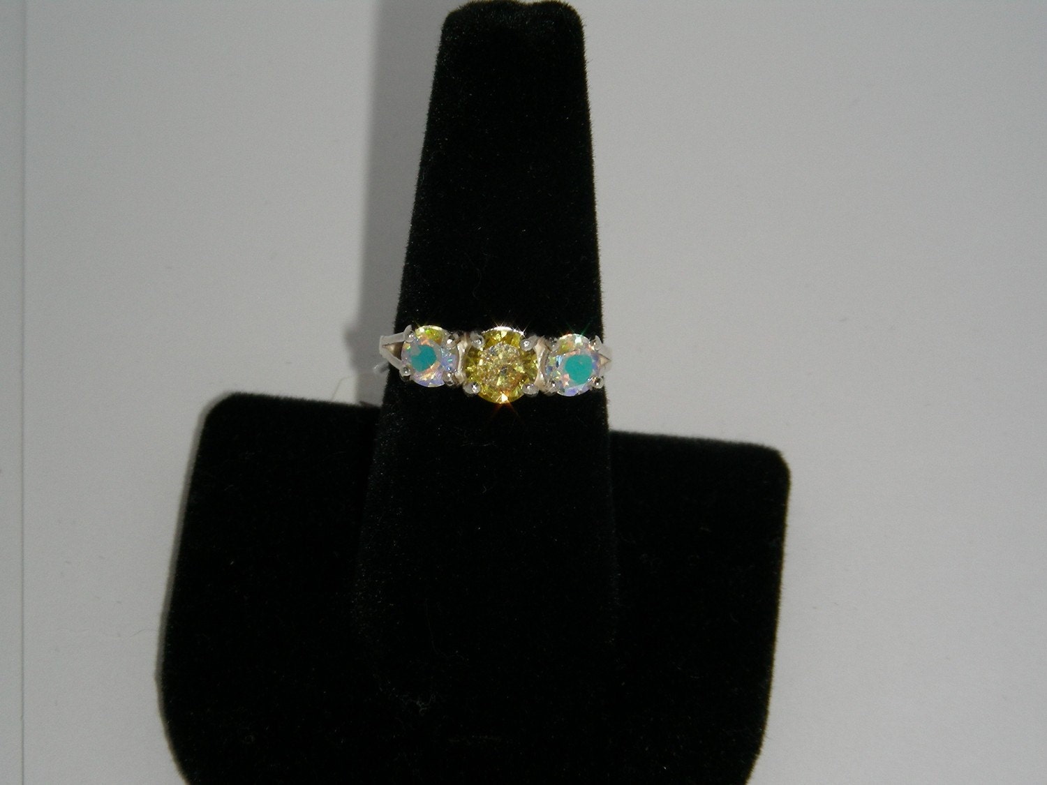 Moonlight Mystique Topaz and Manmade Yellow Diamond trio in Sterling Silver