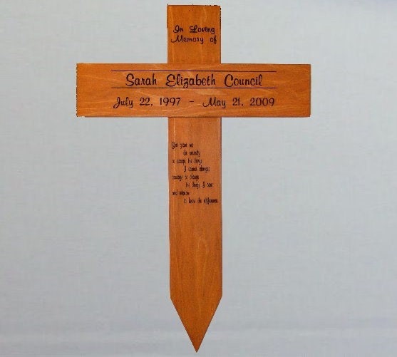 Temporary Grave Marker Custom Carved Redwood Cross by JGWoodSigns
