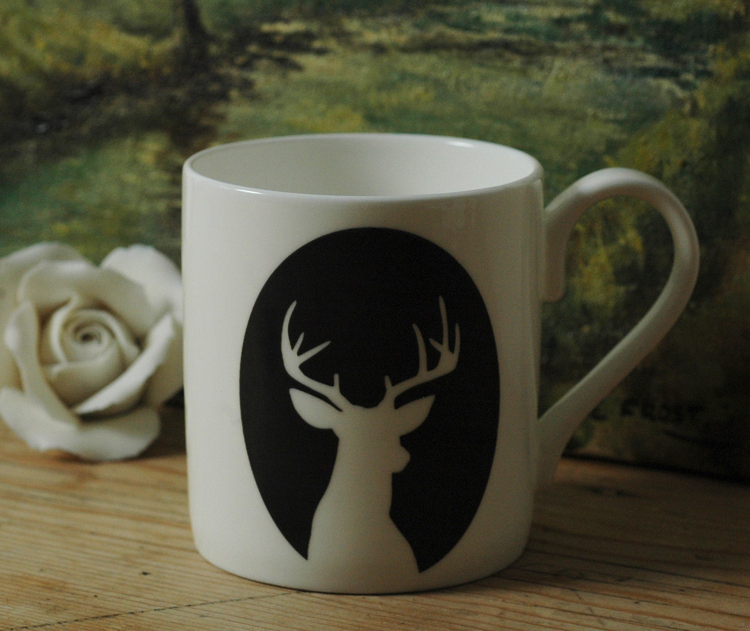 Bone china mug cameos collection, deer design