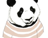 Children's Art - Panda Bears Love Stripes - Bear Art