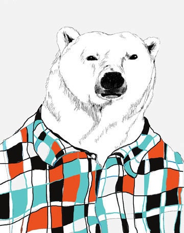Polar Bears Love Flannel Shirts - Bear Illustration - Retro Colors