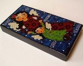 Mother and Daughter Angels 5 x 10 Large Wood Block Print by LuLu