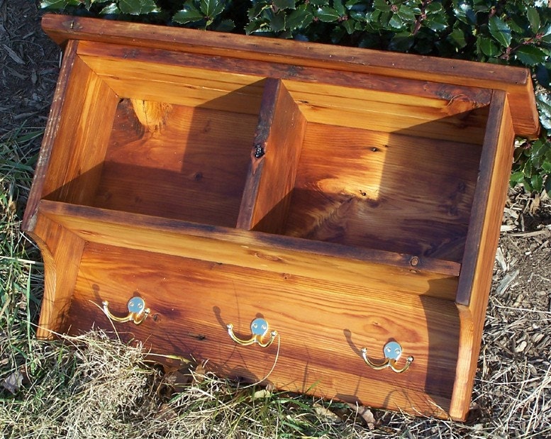 Reclaimed Pine Coat Rack Shelf with 2 Cubbies