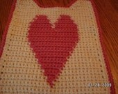 Heart Bib hand-crocheted for babies in Aran and pink  Ready to ship