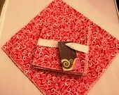 Cloth Napkins Red Swirly Hearts  Set of 4  plus table runner  SALE  Eco Friendy Hand Made Reusable Ready to Ship