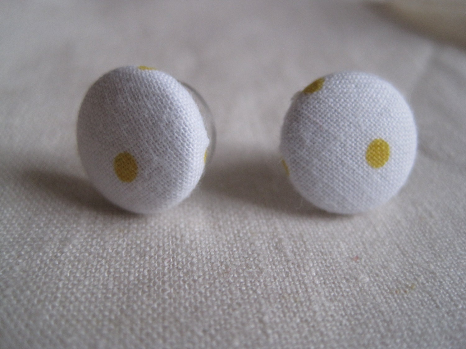 yellow dot button earrings