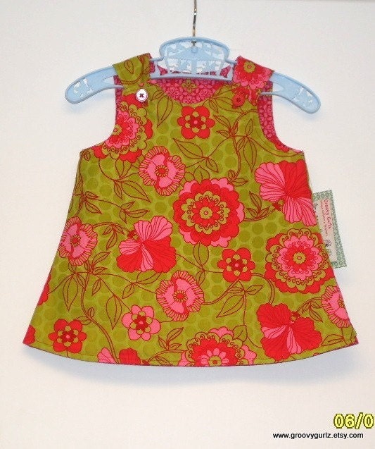 Valentine Dress Reversible A Line  Pocket Full Of Posies by Groovy Gurlz  sizes   2t, 3t, 4y, 5y, 6y