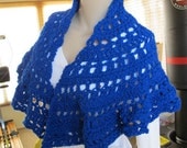 SALE - Royal Blue Crochet Shawl (193)