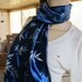 SALE - Shiny Blue Embroidered Fabric Scarf (766)