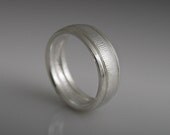 Man's white  gold wedding ring. Textured, hammered, comfortable fit. Made to order in your size, needs two weeks to complete