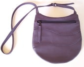 Purple Handbag - Crossbody Style Leather Purse - Large Round