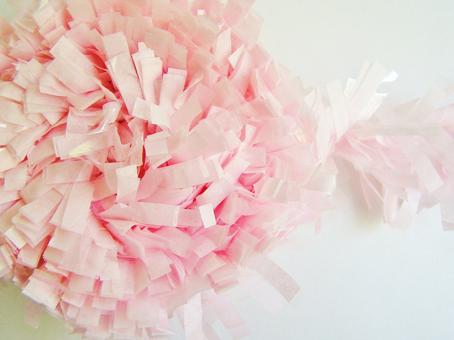 Pastel Pink tissue Fringe Garland/ Trim - for gift wrapping, altered art, scrapbooking, decorating, weddings, party supply, holiday