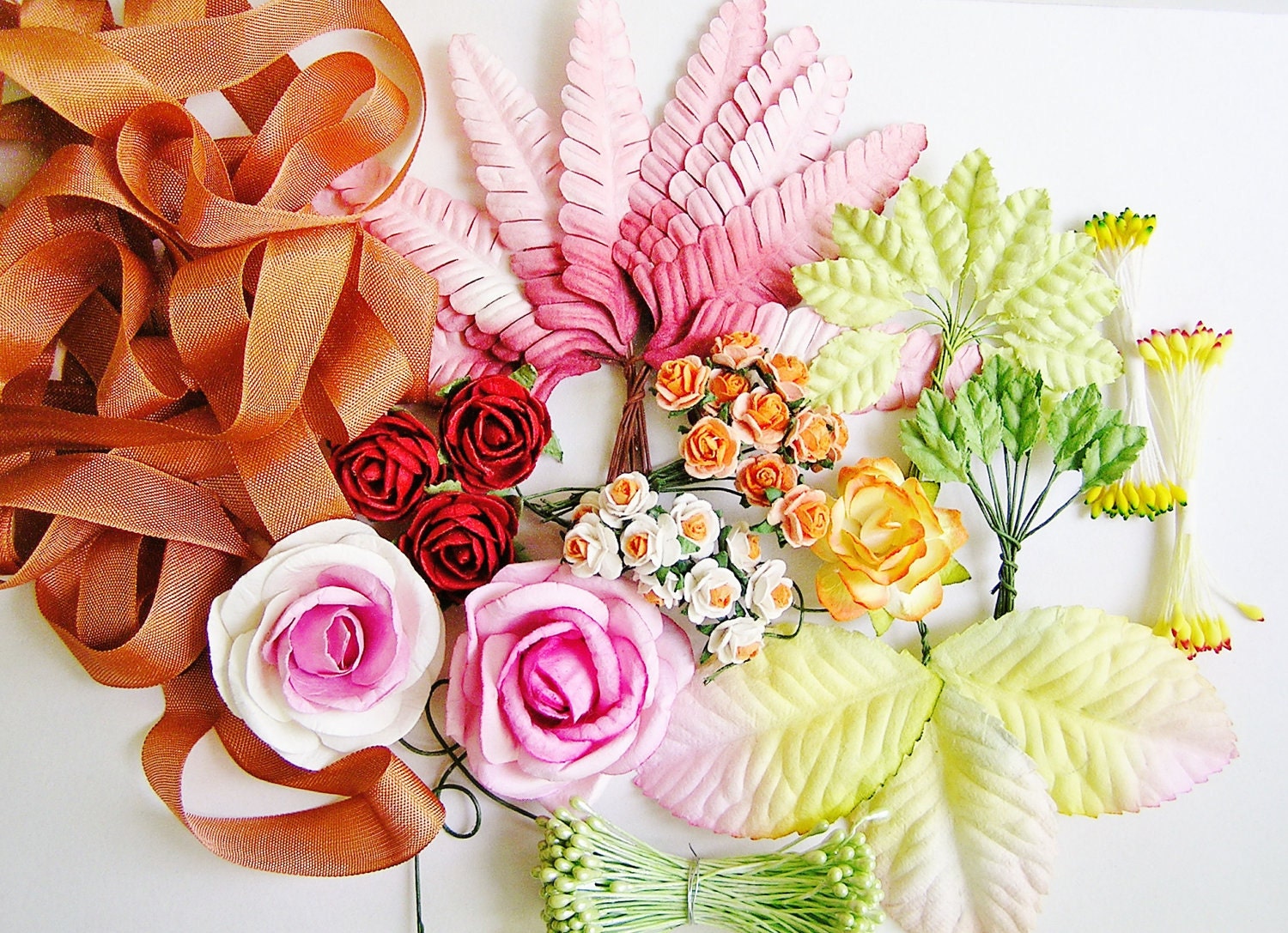 The Milliners treasure tin Deluxe embellish and wrap kit: a collection of flowers, leaves, stamens and trim