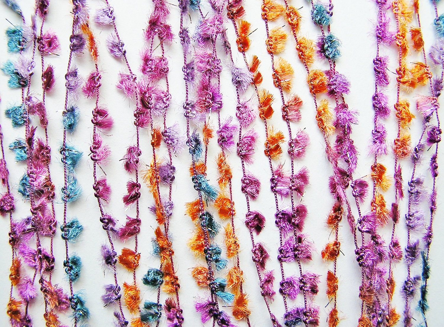 Blueberry, Blackberry and Bittersweet berry tiny tassel trim lovely fringe ribbon embellishment - wedding, wrap, craft, supply - 3 yards