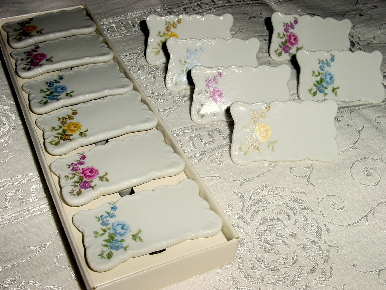 Vintage Set of 12 Porcelain Place Cards Name Cards by GLAMATIQUES