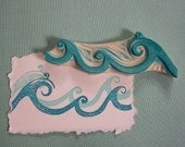Ocean Waves Rubber Stamp Hand Carved