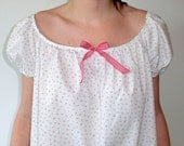 ON SALE Cute Women's Nightie - White with Tiny Cherries