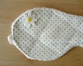 Sleep Mask with Daisy - White with Green Polka Dot