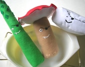 Tofu Scramble Pirate Plush Set Asparagus Tofu and Mushroom