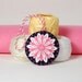 Wool Felt Scissor Fob - Pink & White Daisy Flower Hand Embroidered on Dark Navy Blue