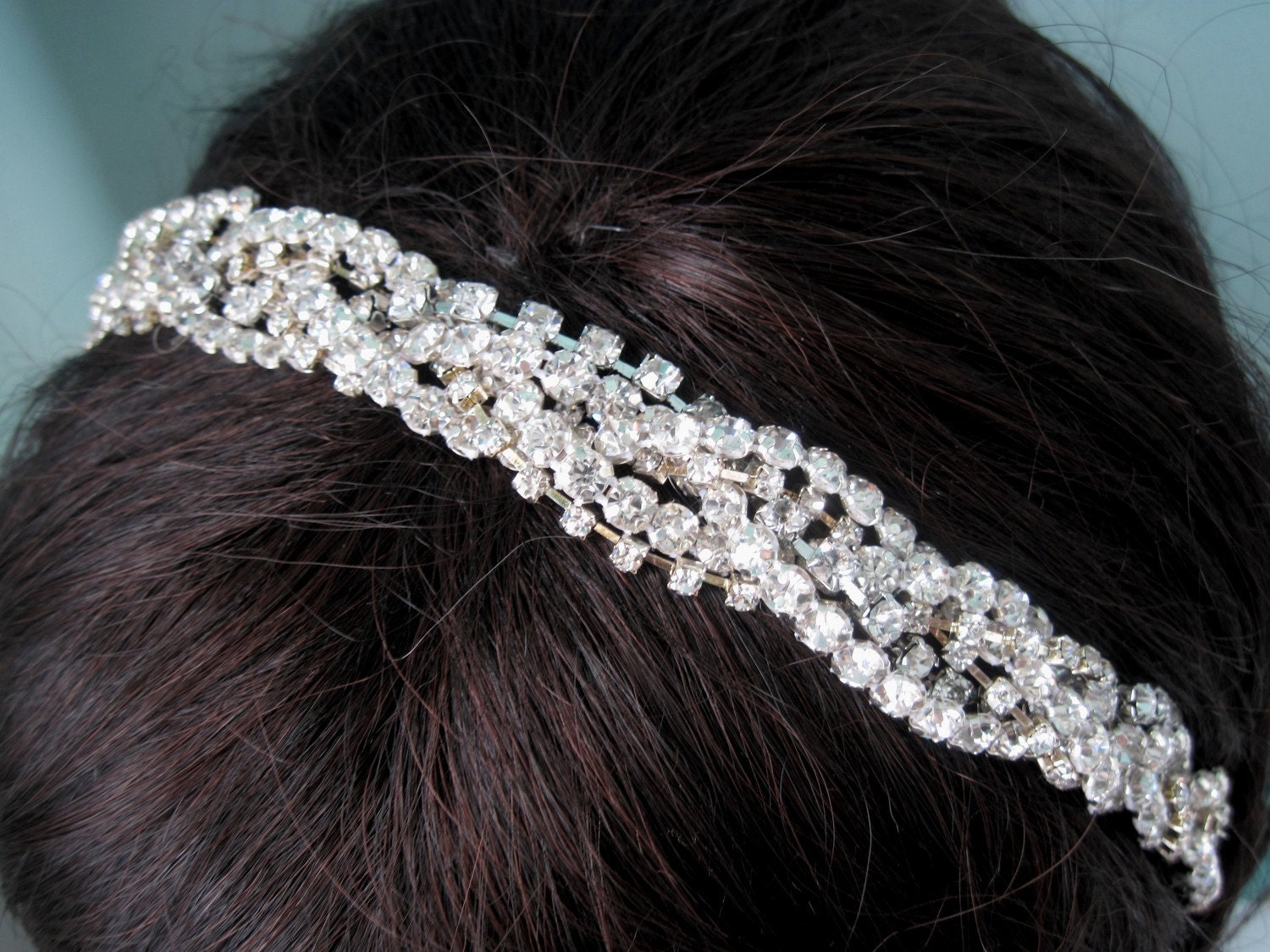 SALE Lane-braided crystals and silk headpiece-custom made to order