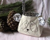 Panda Bear Bag, printed cotton lining and ears, freemotion sewn features, purse
