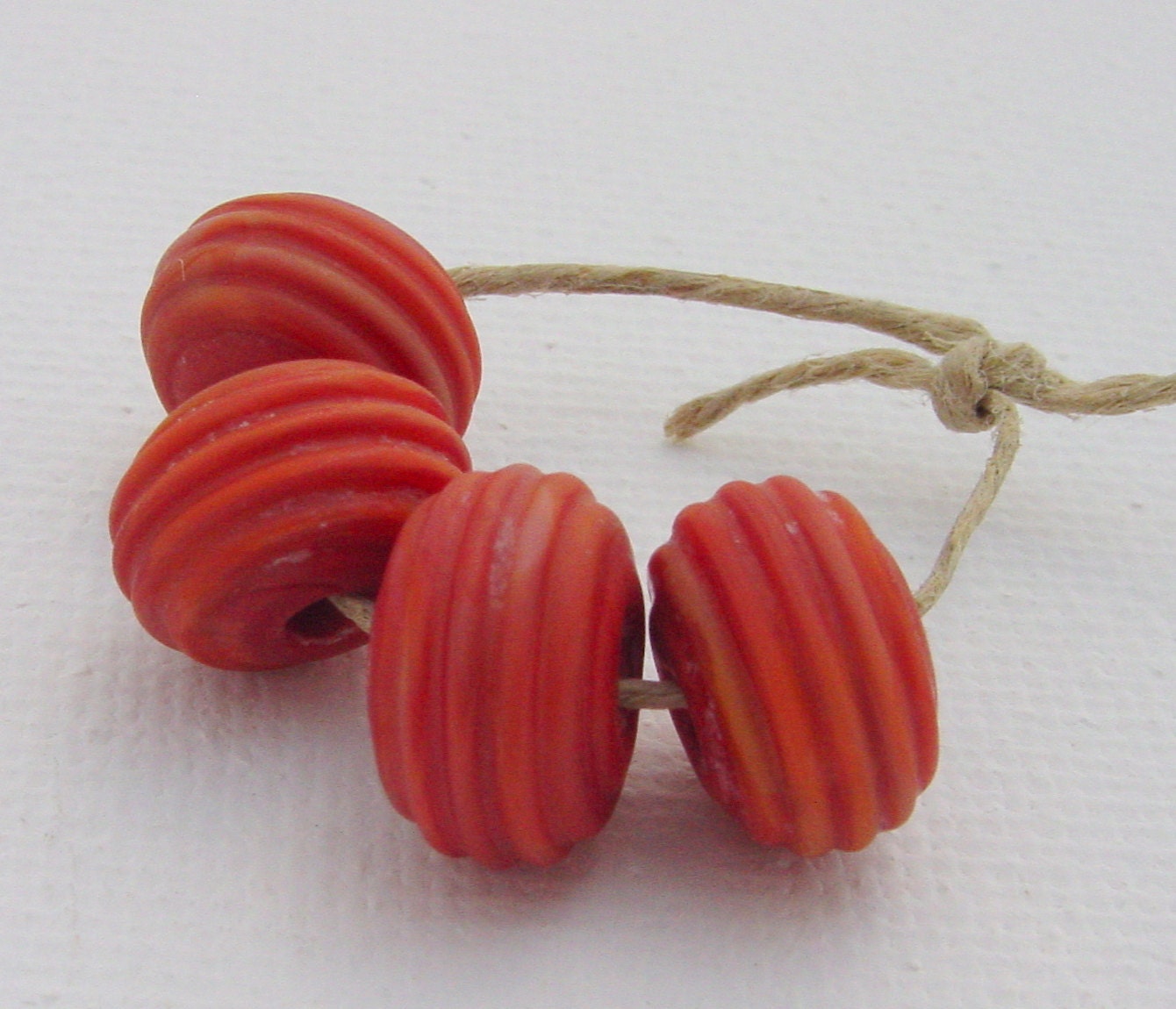 Handmade Lampwork Beads - Etched Coral Glass Beads