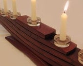 Il Veliero, Green Candelabrum, Eco friendly Menorah, recycled oak wine barrel staves candleholder, nine glass holders and candles