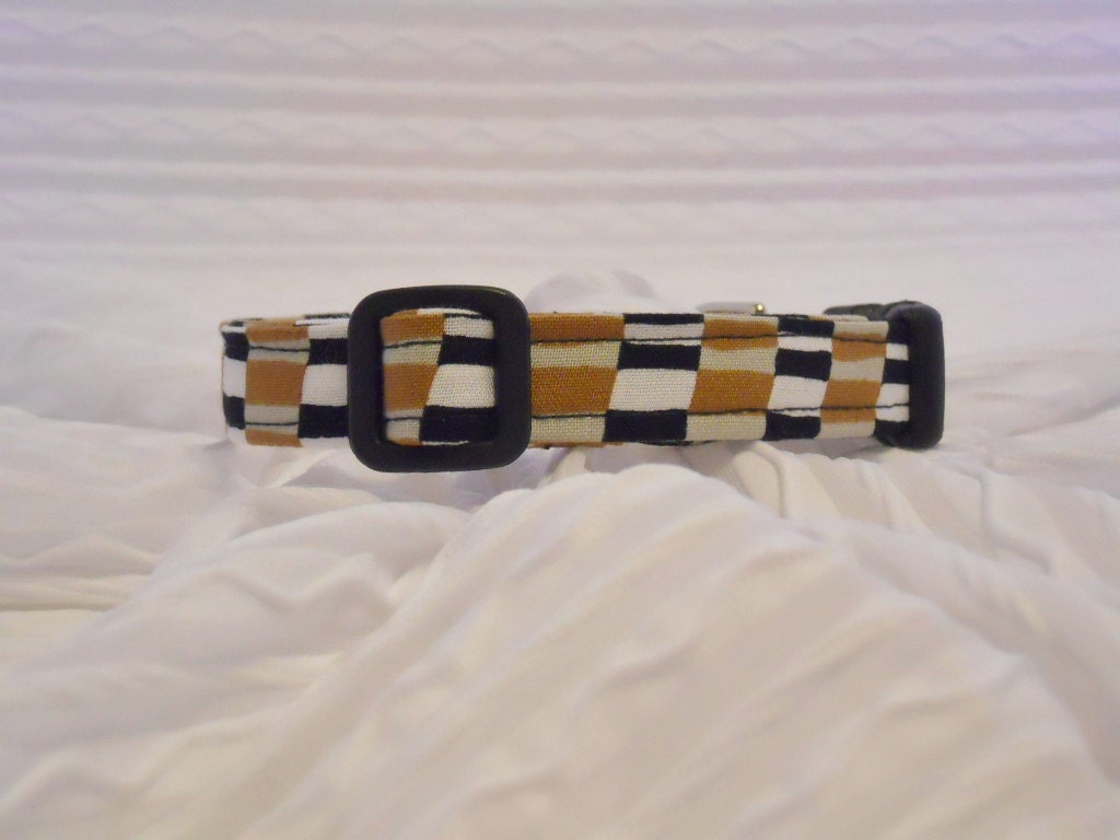 Custom Dog Collar in Stripes in Black White & Tan Sizes XS to XL