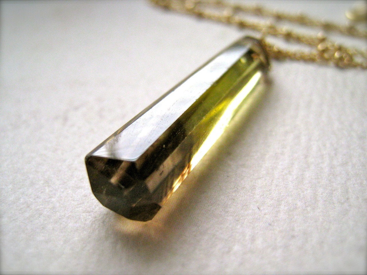 cognac necklace - yellow brown gemstone necklace, gold, lemon quartz solitaire, organic, handmade jewelry