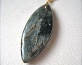 tidepool necklace - blue kyanite gemstone necklace, gold, marquis, organic, moss, handmade jewelry