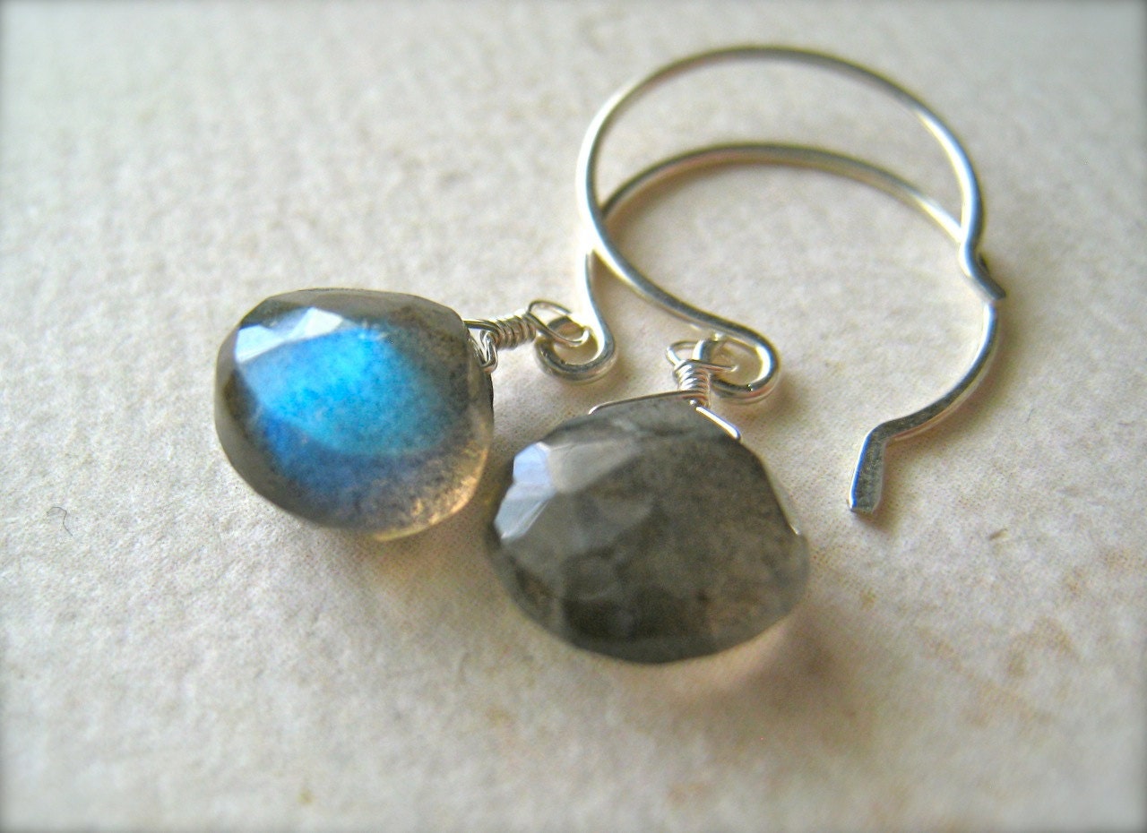 lightning earrings - labradorite wire wrapped gemstone earrings, sterling silver, under 50, DE19S