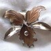 1960s Vintage Pin Large Iris Flower Chrome & Copper Gilt