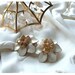 Vintage Earrings Signed Kramer White Enamel Flowers clip on