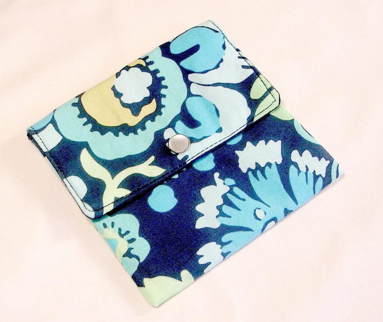 Deco  Rose Navy Mini wallet - Mini Pouch- credit card wallet - Amy Butler Fabrics - Ready to Shp