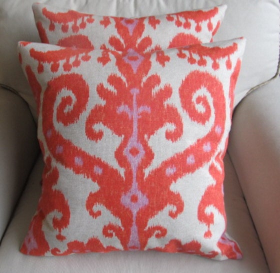 TANGERINE Ikat  Firefly  Pair of Pillow Covers 20x20