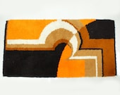 Vintage Mid Century Modern Scandinavian Orange Shag Rug