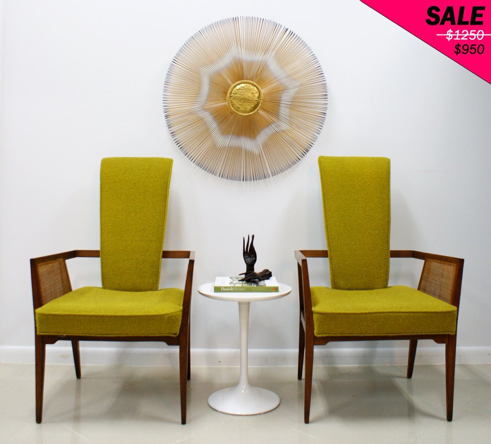 On Hold SALE Danish Modern Chairs 1950s High Back Pair Mid Century Modern
