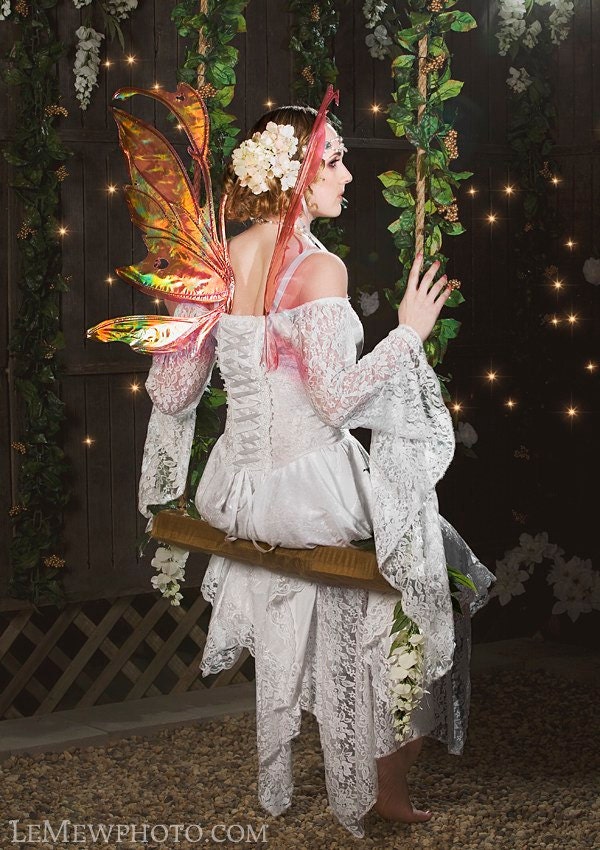Fairy Medieval Fantasy Shorter Wedding Dress Jagged Skirt Custom