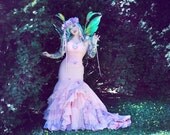 Fairy Fishtail Mermaid Fantasy Wedding Gown Lace Back with Ruffles Custom
