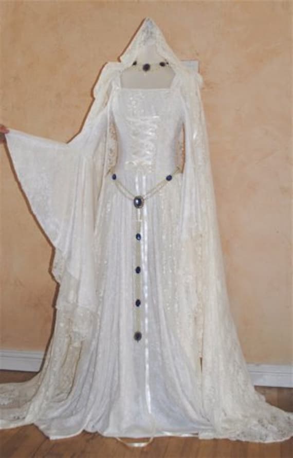 Gwendolyn Medieval Velvet and Lace Wedding Gown and Cape Set Custom