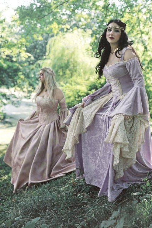 Lady Gwen Lace Up Fantasy Medieval Velvet and Lace Gown Custom