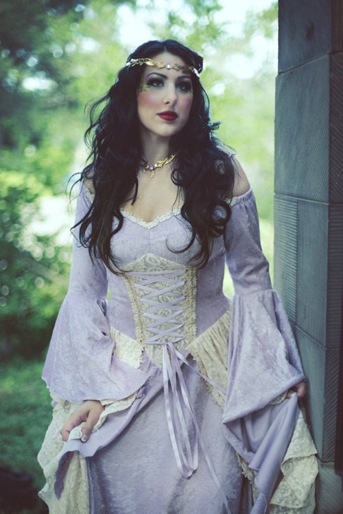 Lady Gwen Lace Up Fantasy Medieval Velvet and Lace Gown Custom
