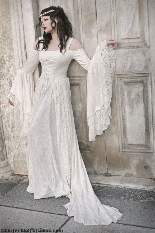 Gwendolyn Medieval Velvet and Lace Wedding Gown and Cape Set Custom